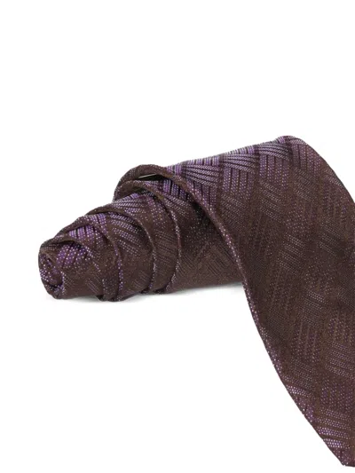 Zilli Basketweave Silk Tie In Brown