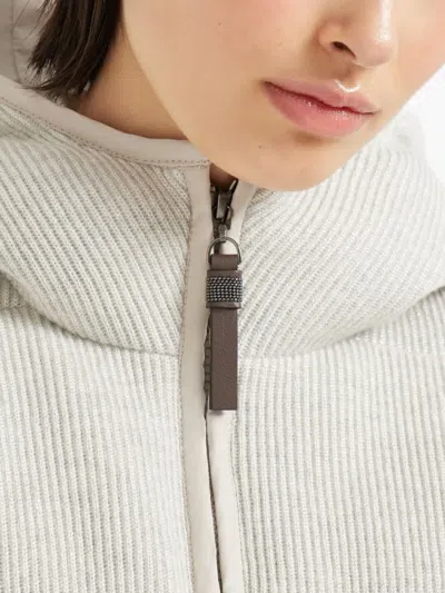 Brunello Cucinelli Hooded Ribbed Puffer Jacket In Nude