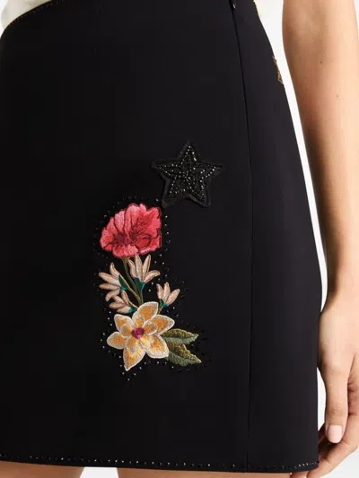 Cinq À Sept Western Amour Doris Floral-embroidered Mini Skirt In Black