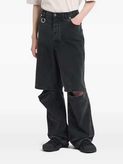 Etudes Studio Layered Knee-detailing Loose-fit Jeans In Black