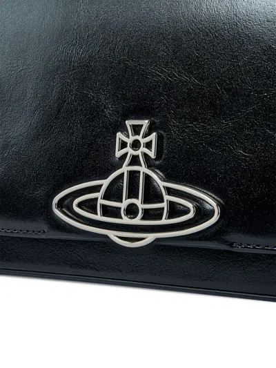 Vivienne Westwood Medium Hazel Orb-plaque Leather Shoulder Bag In Black