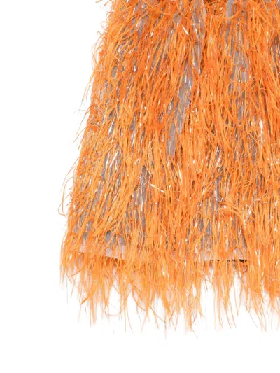 Douuod All-over Fringed Skirt In Orange