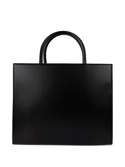 Elisabetta Franchi Structured Handbag With Prominent Logo Detail In Black