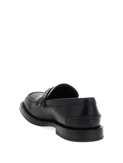 Moschino Strap Penny Round Toe Loafers In Black