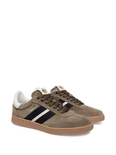 Bally Round Toe Suede Sneakers With Rubber Sole In Brown