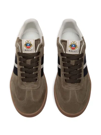 Bally Round Toe Suede Sneakers With Rubber Sole In Brown