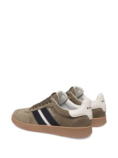Bally Round Toe Suede Sneakers With Rubber Sole In Brown