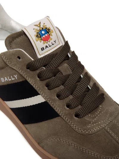 Bally Round Toe Suede Sneakers With Rubber Sole In Brown