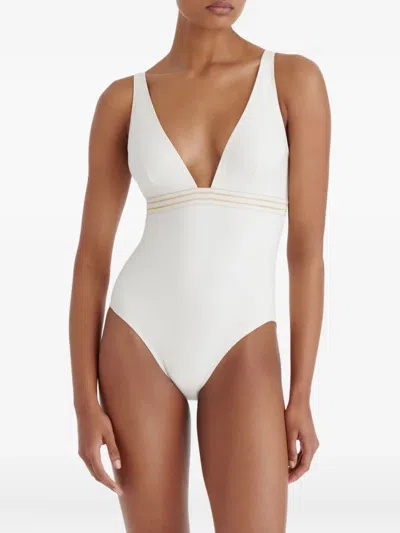 Eres Womens Sable Fin Sillage Plunge-neckline Swimsuit In White