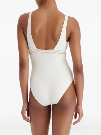 Eres Womens Sable Fin Sillage Plunge-neckline Swimsuit In White