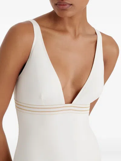 Eres Womens Sable Fin Sillage Plunge-neckline Swimsuit In White