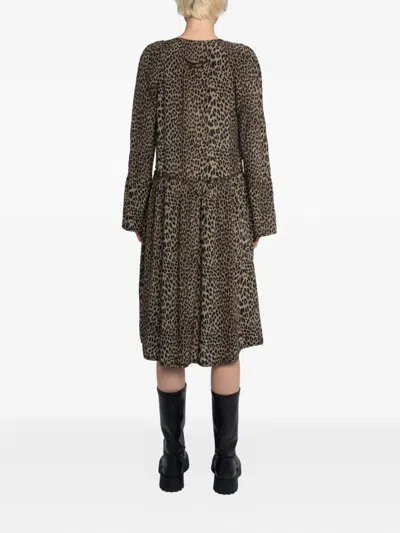 Zadig & Voltaire Rinas Leopard-print V-neck Mini Dress In Animal Print
