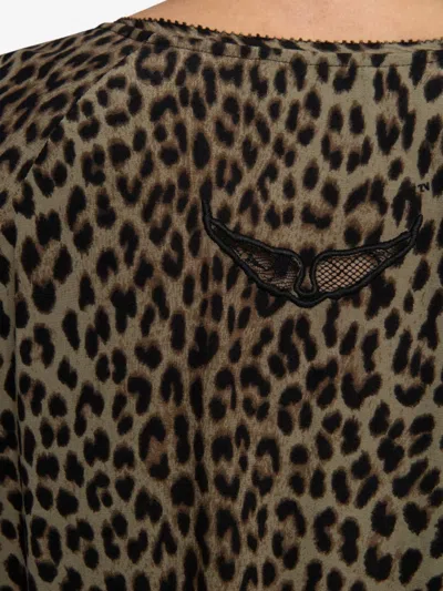 Zadig & Voltaire Rinas Leopard-print V-neck Mini Dress In Animal Print