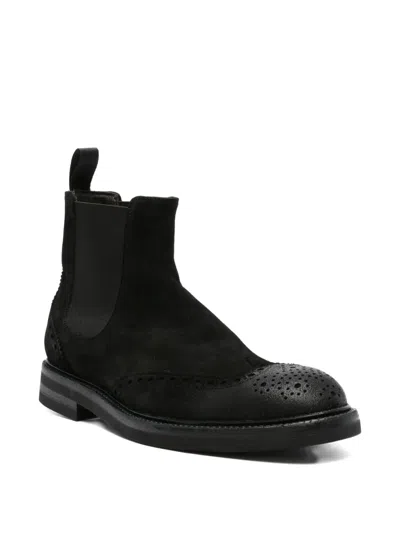 Cenere Elasticated-panel Brogue Chelsea Boots