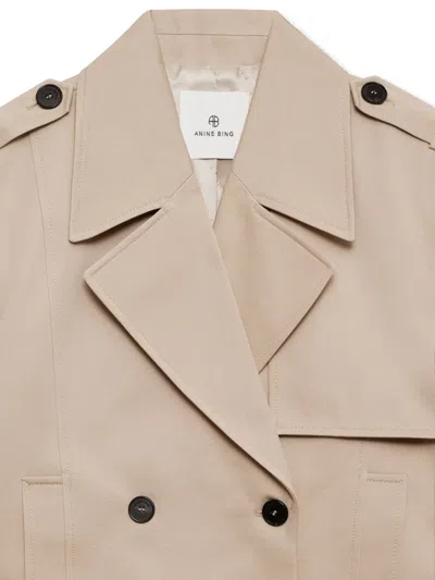 Anine Bing Womens Oatmeal Greer Belted Cotton Jacket In Neutral