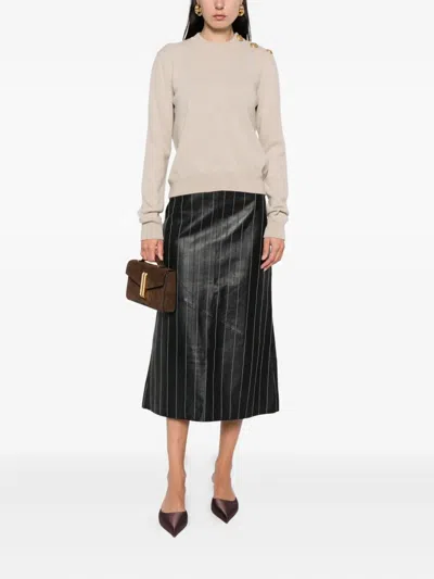 Balmain Eco-cashmere Button Sweater Sweaters And Cardigans Beige In Multi