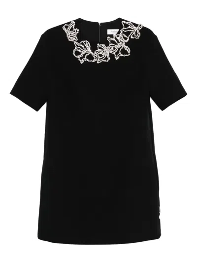Safiyaa Embellished Short-sleeved Mini Day Dress In Black