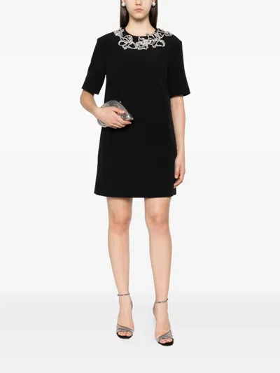 Safiyaa Embellished Short-sleeved Mini Day Dress In Black