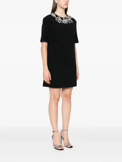 Safiyaa Embellished Short-sleeved Mini Day Dress In Black