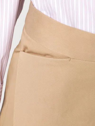 Victoria Beckham Wide Beige Trousers In Cotton Women In Yellow