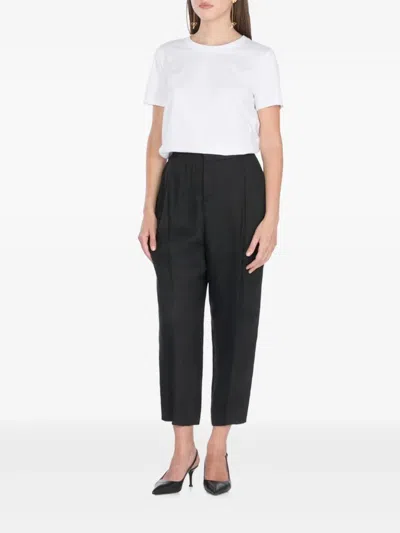Elisabetta Franchi Flap Pockets High Waist Pleated Trousers In Black