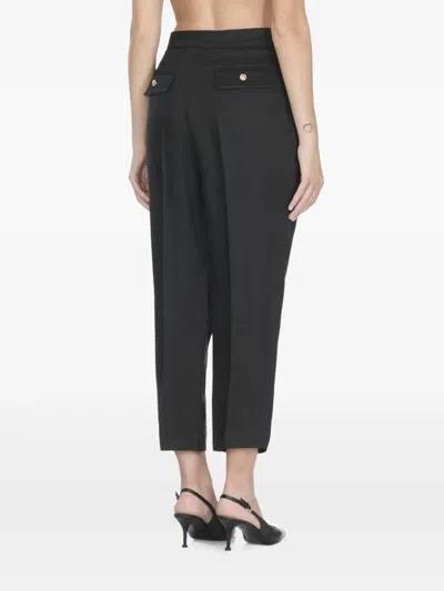 Elisabetta Franchi Flap Pockets High Waist Pleated Trousers In Black
