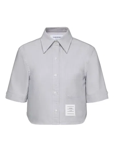 Thom Browne Shirt Short Sleeve Collar Button-down In Gray