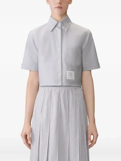 Thom Browne Shirt Short Sleeve Collar Button-down In Gray