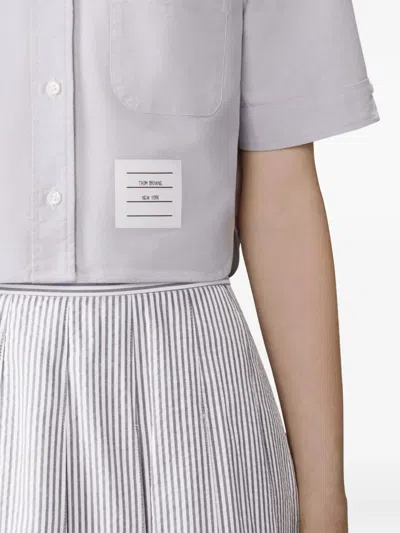Thom Browne Shirt Short Sleeve Collar Button-down In Gray