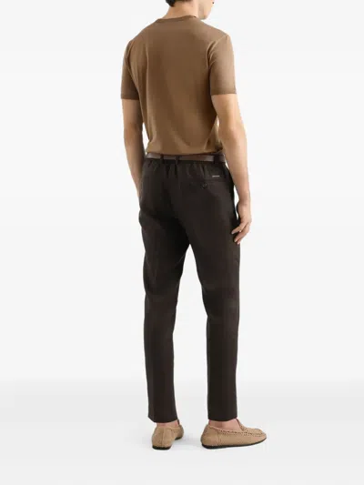 Dolce & Gabbana Crew-neck Short-sleeve T-shirt In Brown
