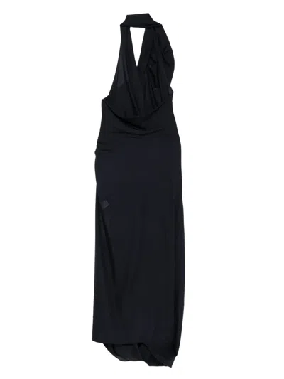Vivienne Westwood Halter Galatea Dress Wool Gauze Navy Blue 44 Women In Black
