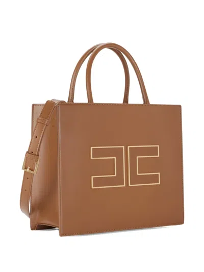 Elisabetta Franchi Borsa Tote Piccola Con Logo Marrone