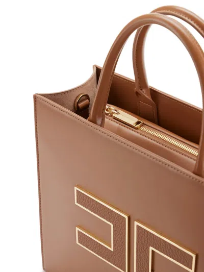 Elisabetta Franchi Borsa Tote Piccola Con Logo Marrone