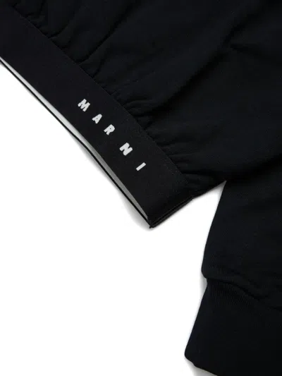 Marni Felpa Con Cappuccio Ed Elastico Logato In Black