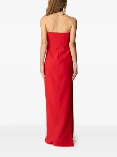 Elisabetta Franchi Strapless Side-split Maxi Dress In Red
