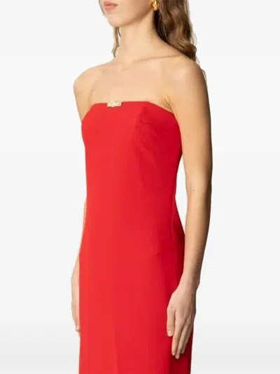 Elisabetta Franchi Strapless Side-split Maxi Dress In Red