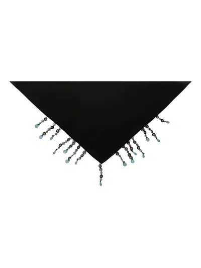 Pinko Beaded-fringe Scarf In Black
