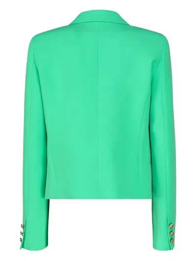 Vicolo Double-breasted Cropped Blazer In Green