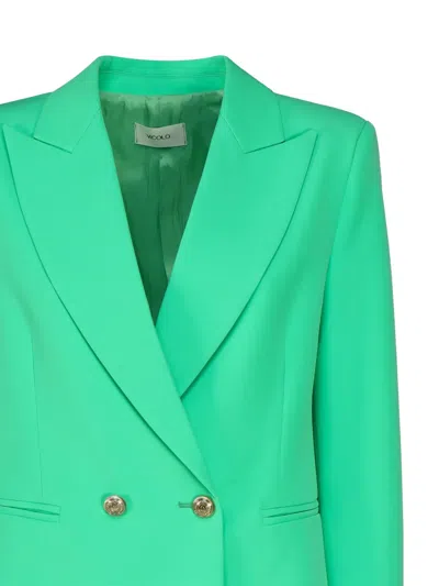 Vicolo Double-breasted Cropped Blazer In Green
