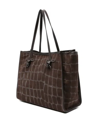 Gianni Chiarini Stitching Crocodile Pattern Dual Handles In Brown