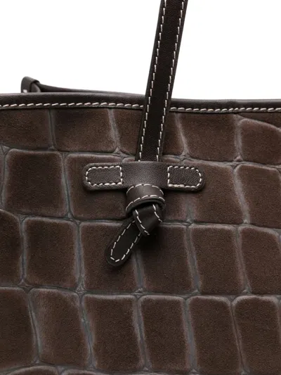 Gianni Chiarini Stitching Crocodile Pattern Dual Handles In Brown