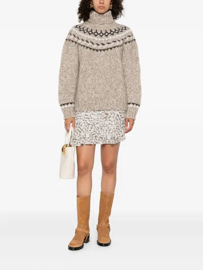 P.a.r.o.s.h High Neck Knitwear With Fair Isle Design In Brown