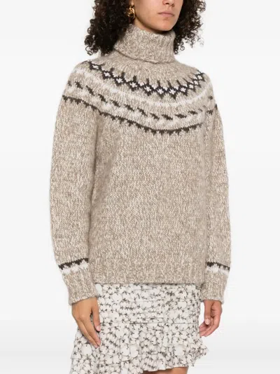 P.a.r.o.s.h High Neck Knitwear With Fair Isle Design In Brown