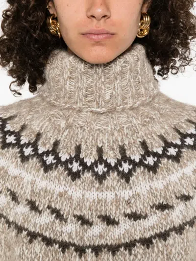 P.a.r.o.s.h High Neck Knitwear With Fair Isle Design In Brown