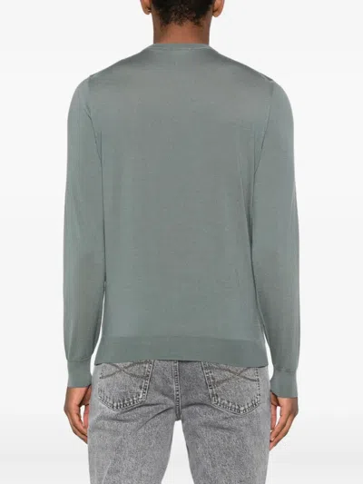 Drumohr Merino Wool Long Sleeve Crew-neck Sweater In Green