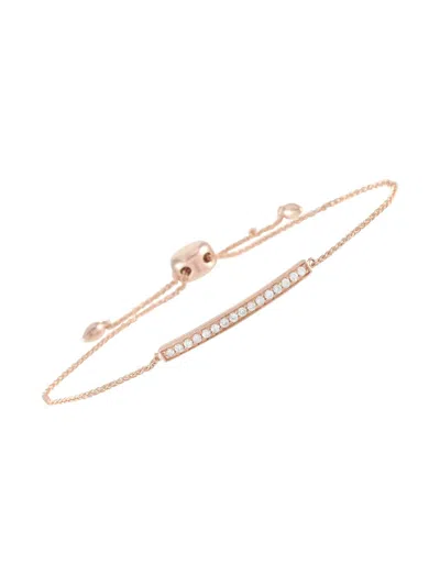 Pre-owned Lb Exclusive 14k Rose Gold Diamond Bar Bracelet