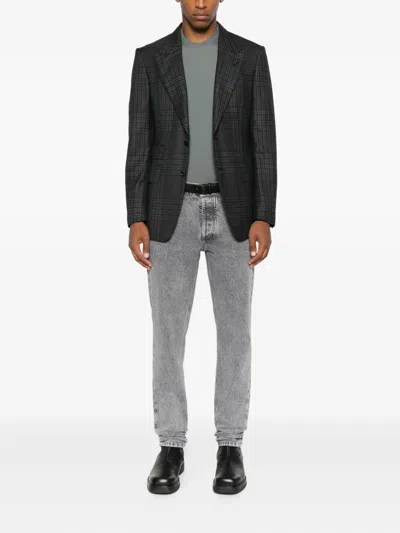 Brunello Cucinelli Five-pocket Trousers With Belt Loops And Contrast Stitching In Gray