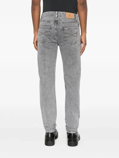 Brunello Cucinelli Five-pocket Trousers With Belt Loops And Contrast Stitching In Gray