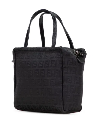 Pre-owned Fendi 2000-2010 Mini Zucchino Canvas Handbag In Black