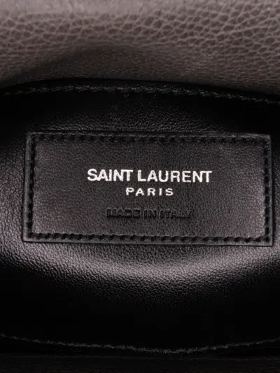 Pre-owned Saint Laurent 2016 Medium Quilted Chevron Sheepskin College Satchel In Gray